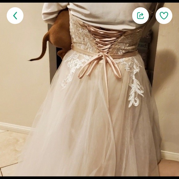 Beautiful sheer white with hints of pink prom dress never worn. Size 4 - Picture 7 of 15